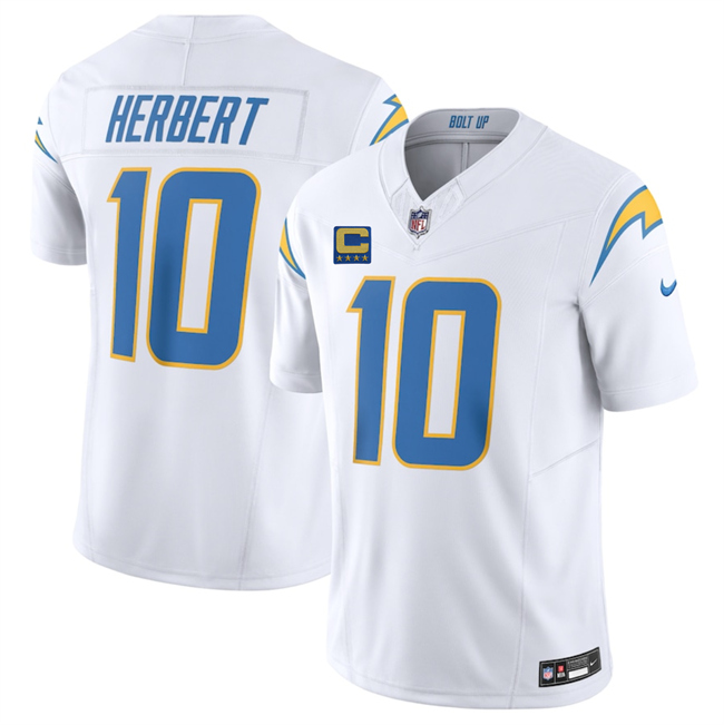 Los Angeles Chargers #10 Justin Herbert White 2025 F.U.S.E With 4-Star C Patch Vapor Limited Stitched Football Jersey Los Angeles Chargers #10 Justin Herbert White 2025 F.U.S.E With 4-Star C Patch Vapor Limited Stitched Football Jersey
