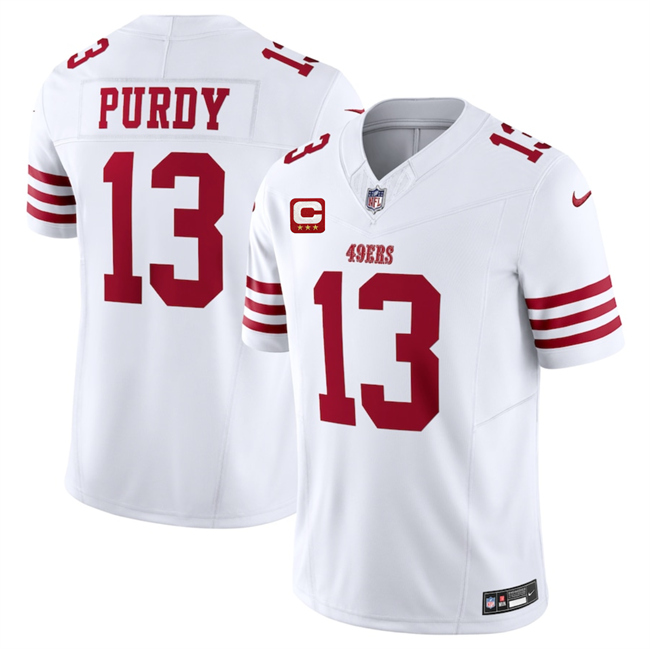 San Francisco 49ers #13 Brock Purdy White 2025 F.U.S.E. With 3-Star C Patch Vapor Untouchable Limited Stitched Football Jersey San Francisco 49ers #13 Brock Purdy White 2025 F.U.S.E. With 3-Star C Patch Vapor Untouchable Limited Stitched Football Jersey