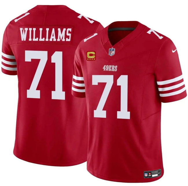 San Francisco 49ers #71 Trent Williams Red 2025 F.U.S.E. With 4-Star C Patch Vapor Untouchable Limited Stitched Football Jersey San Francisco 49ers #71 Trent Williams Red 2025 F.U.S.E. With 4-Star C Patch Vapor Untouchable Limited Stitched Football Jersey