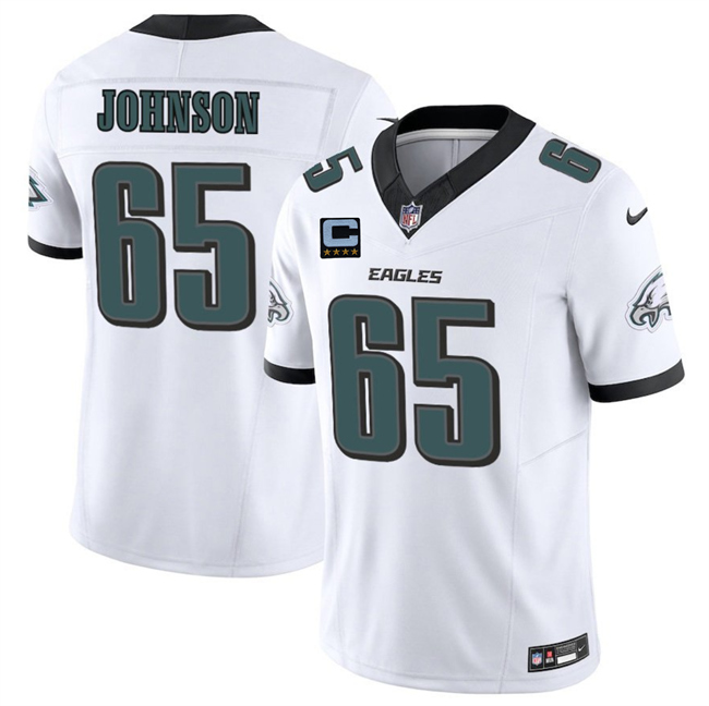 Philadelphia Eagles #65 Lane Johnson White 2025 F.U.S.E. With 4-Star C Patch Vapor Untouchable Limited Stitched Football Jersey Philadelphia Eagles #65 Lane Johnson White 2025 F.U.S.E. With 4-Star C Patch Vapor Untouchable Limited Stitched Football Jersey