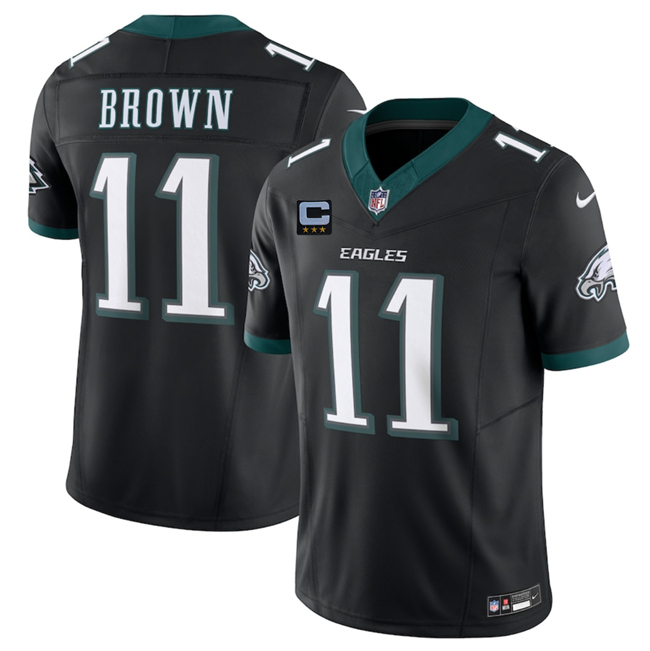 Philadelphia Eagles #11 A.J. Brown Black 2025 F.U.S.E. With 3-Star C Patch Vapor Untouchable Limited Throwback Stitched Football Jersey Philadelphia Eagles #11 A.J. Brown Black 2025 F.U.S.E. With 3-Star C Patch Vapor Untouchable Limited Throwback Stitched Football Jersey