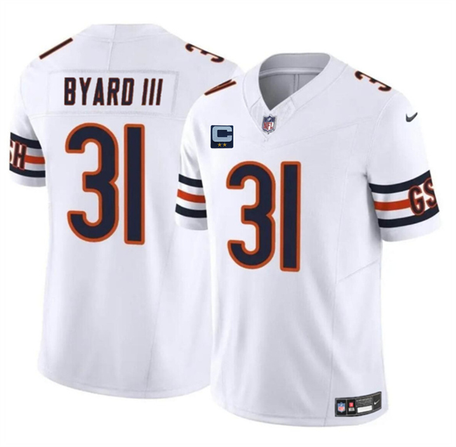 Chicago Bears #31 Kevin Byard III White 2025 F.U.S.E. With 2-Star C Patch Vapor Untouchable Limited Stitched Football Jersey  Chicago Bears #31 Kevin Byard III White 2025 F.U.S.E. With 2-Star C Patch Vapor Untouchable Limited Stitched Football Jersey
