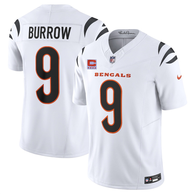 Cincinnati Bengals #9 Joe Burrow White 2025 F.U.S.E. With 4-Star C Patch Vapor Untouchable Limited Stitched Football Jersey  Cincinnati Bengals #9 Joe Burrow White 2025 F.U.S.E. With 4-Star C Patch Vapor Untouchable Limited Stitched Football Jersey