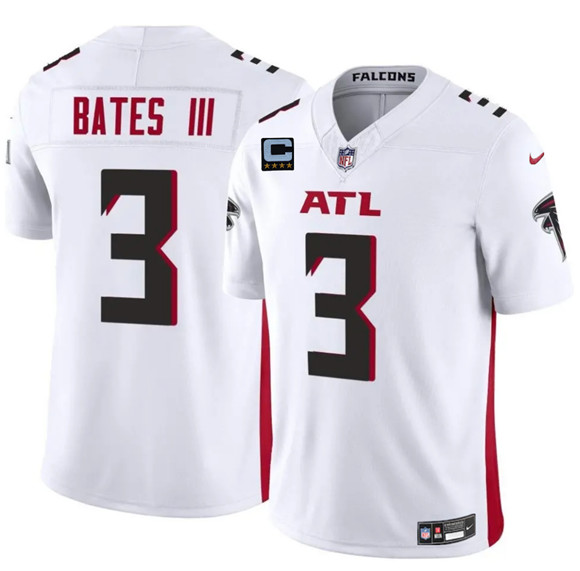 Atlanta Falcons #3 Jesse Bates III White 2025 F.U.S.E With 4-Star C Patch Vapor Untouchable Limited Football Stitched Jersey  Atlanta Falcons #3 Jesse Bates III White 2025 F.U.S.E With 4-Star C Patch Vapor Untouchable Limited Football Stitched Jersey