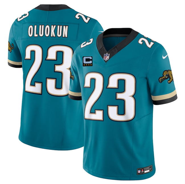 Jacksonville Jaguars #23 Foye Oluokun Teal 2025 F.U.S.E. With 4-Star C Patch Prowler Throwback Vapor Limited Football Stitched Jersey Jacksonville Jaguars #23 Foye Oluokun Teal 2025 F.U.S.E. With 4-Star C Patch Prowler Throwback Vapor Limited Football Stitched Jersey