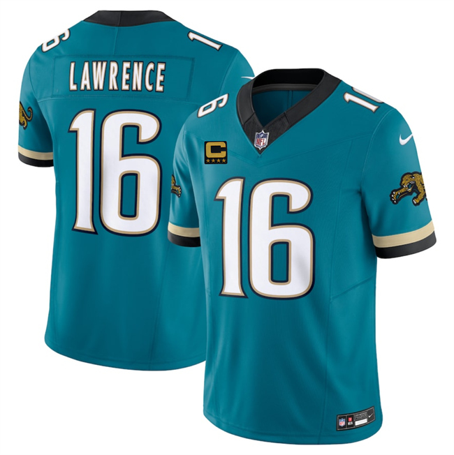 Jacksonville Jaguars #16 Trevor Lawrence Teal 2025 F.U.S.E. With 4-Star C Patch Prowler Throwback Vapor Limited Football Stitched Jersey Jacksonville Jaguars #16 Trevor Lawrence Teal 2025 F.U.S.E. With 4-Star C Patch Prowler Throwback Vapor Limited Football Stitched Jersey