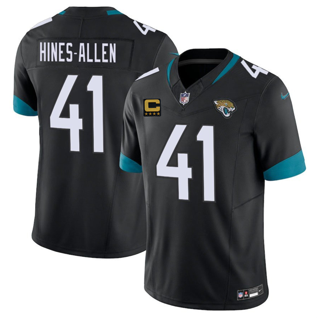 Jacksonville Jaguars #41 Josh Hines-Allen Black 2025 With 4-Star C Patch F.U.S.E. Vapor Limited Football Stitched Jersey Jacksonville Jaguars #41 Josh Hines-Allen Black 2025 With 4-Star C Patch F.U.S.E. Vapor Limited Football Stitched Jersey