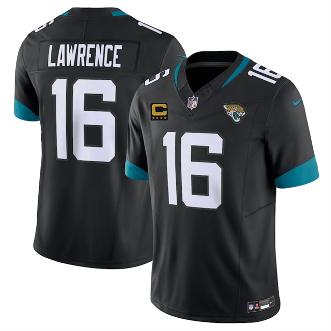 Jacksonville Jaguars #16 Trevor Lawrence Black 2025 With 4-Star C Patch F.U.S.E. Vapor Limited Football Stitched Jersey Jacksonville Jaguars #16 Trevor Lawrence Black 2025 With 4-Star C Patch F.U.S.E. Vapor Limited Football Stitched Jersey