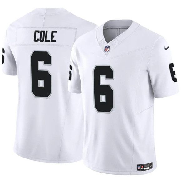 Las Vegas Raiders #6 A.J. Cole White 2025 F.U.S.E. Vapor Untouchable Limited Football Stitched Jersey Las Vegas Raiders #6 A.J. Cole White 2025 F.U.S.E. Vapor Untouchable Limited Football Stitched Jersey