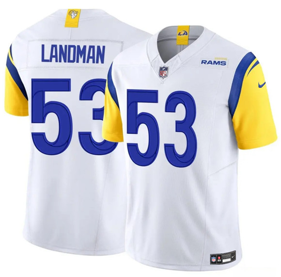 Los Angeles Rams #53 Nate Landman White 2025 F.U.S.E. Vapor Untouchable Football Stitched Jersey Los Angeles Rams #53 Nate Landman White 2025 F.U.S.E. Vapor Untouchable Football Stitched Jersey