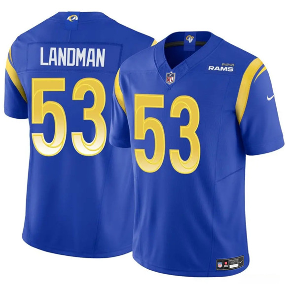 Los Angeles Rams #53 Nate Landman Blue 2025 F.U.S.E. Vapor Untouchable Football Stitched Jersey Los Angeles Rams #53 Nate Landman Blue 2025 F.U.S.E. Vapor Untouchable Football Stitched Jersey