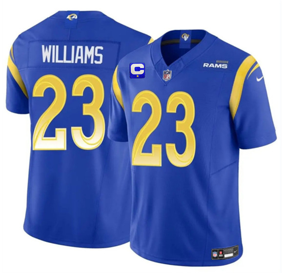 Los Angeles Rams #23 Kyren Williams Blue 2025 F.U.S.E. With 1-Star C Patch Vapor Untouchable Football Stitched Jersey Los Angeles Rams #23 Kyren Williams Blue 2025 F.U.S.E. With 1-Star C Patch Vapor Untouchable Football Stitched Jersey