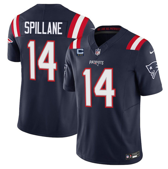 New England Patriots #14 Robert Spillane Navy 2025 F.U.S.E. With 3-Star C Patch Vapor Limited Stitched Jersey New England Patriots #14 Robert Spillane Navy 2025 F.U.S.E. With 3-Star C Patch Vapor Limited Stitched Jersey