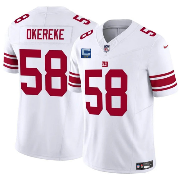 New York Giants #58 Bobby Okereke White 2025 F.U.S.E. With 2-Star C Patch Vapor Untouchable Limited Football Stitched Jersey New York Giants #58 Bobby Okereke White 2025 F.U.S.E. With 2-Star C Patch Vapor Untouchable Limited Football Stitched Jersey