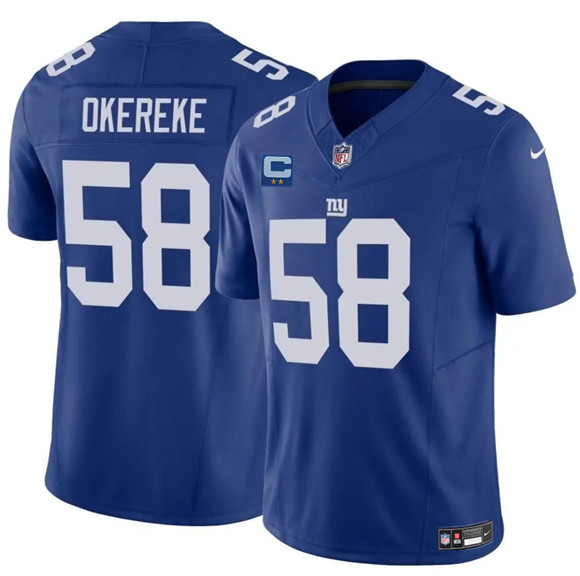 New York Giants #58 Bobby Okereke Blue 2025 F.U.S.E. With 2-Star C Patch Vapor Untouchable Limited Football Stitched Jersey New York Giants #58 Bobby Okereke Blue 2025 F.U.S.E. With 2-Star C Patch Vapor Untouchable Limited Football Stitched Jersey