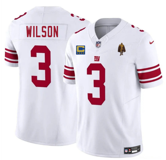 New York Giants #3 Russell Wilson White 2025 F.U.S.E. With 4-star C Patch And Walter Payton Patch Vapor Untouchable Limited Football Stitched Jersey New York Giants #3 Russell Wilson White 2025 F.U.S.E. With 4-star C Patch And Walter Payton Patch Vapor Untouchable Limited Football Stitched Jersey