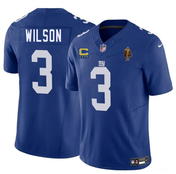 New York Giants #3 Russell Wilson Blue 2025 F.U.S.E. With 4-star C Patch And Walter Payton Patch Vapor Untouchable Limited Football Stitched Jersey New York Giants #3 Russell Wilson Blue 2025 F.U.S.E. With 4-star C Patch And Walter Payton Patch Vapor Untouchable Limited Football Stitched Jersey