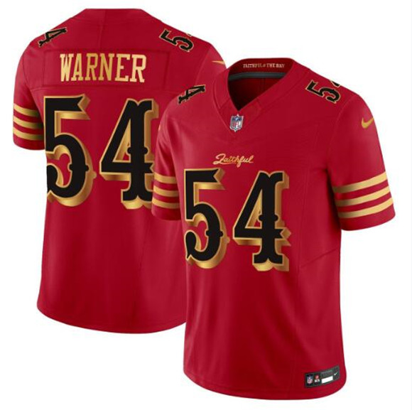 San Francisco 49ers #54 Fred Warner Red Gold 2025 F.U.S.E. ??Rivalries?? Vapor Limited Football Stitched Jersey San Francisco 49ers #54 Fred Warner Red Gold 2025 F.U.S.E. ??Rivalries?? Vapor Limited Football Stitched Jersey