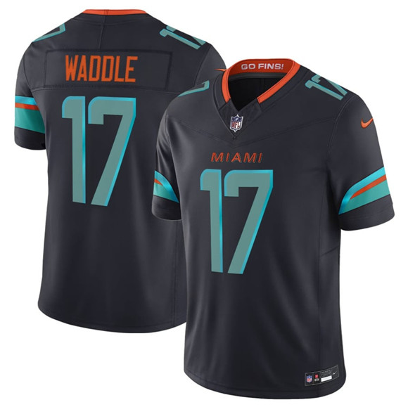 Miami Dolphins #17 Jaylen Waddle Black 2025 F.U.S.E. "Rivalries" Vapor Limited Football Stitched Jersey Miami Dolphins #17 Jaylen Waddle Black 2025 F.U.S.E. "Rivalries" Vapor Limited Football Stitched Jersey
