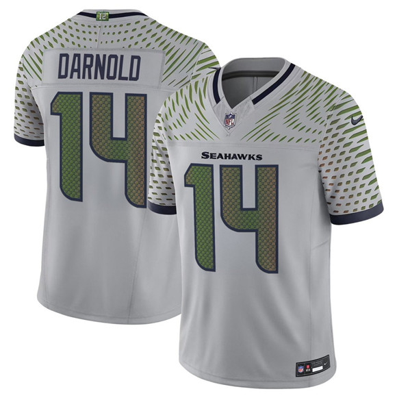 Seattle Seahawks #14 Sam Darnold Gray 2025 F.U.S.E. "Rivalries" Vapor Untouchable Limited Football Stitched Jersey Seattle Seahawks #14 Sam Darnold Gray 2025 F.U.S.E. "Rivalries" Vapor Untouchable Limited Football Stitched Jersey