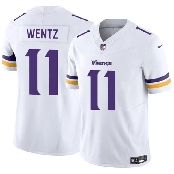 Minnesota Vikings #11 Carson Wentz White 2025 F.U.S.E. Vapor Untouchable Limited Football Stitched Jersey Minnesota Vikings #11 Carson Wentz White 2025 F.U.S.E. Vapor Untouchable Limited Football Stitched Jersey