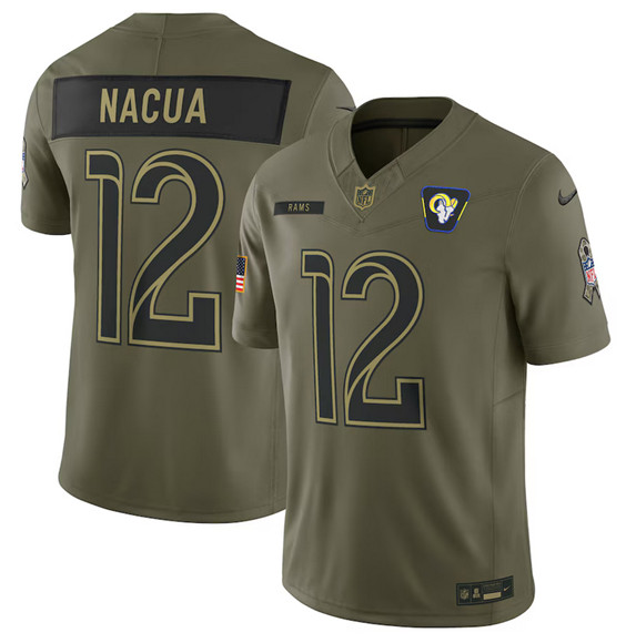 Los Angeles Rams #12 Puka Nacua Olive 2025 Salute to Service Limited Football Stitched Jersey Los Angeles Rams #12 Puka Nacua Olive 2025 Salute to Service Limited Football Stitched Jersey