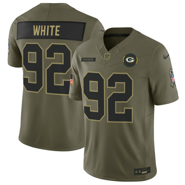 Green Bay Packers #92 Reggie White Olive 2025 F.U.S.E. Salute to Service Limited Football Stitched Jersey  Green Bay Packers #92 Reggie White Olive 2025 F.U.S.E. Salute to Service Limited Football Stitched Jersey