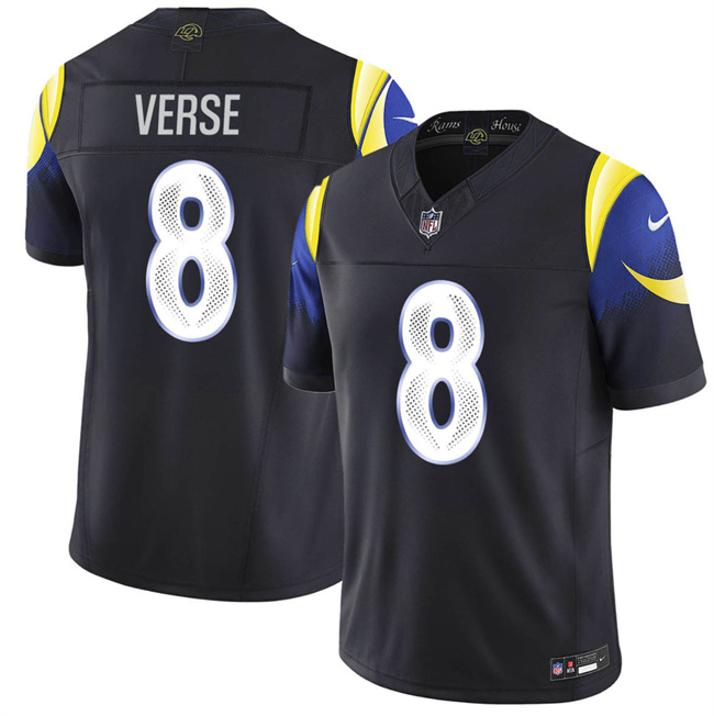 Los Angeles Rams #8 Jared Verse Black 2025 F.U.S.E. "Rivalries" Vapor Limited Football Stitched Jersey Los Angeles Rams #8 Jared Verse Black 2025 F.U.S.E. "Rivalries" Vapor Limited Football Stitched Jersey