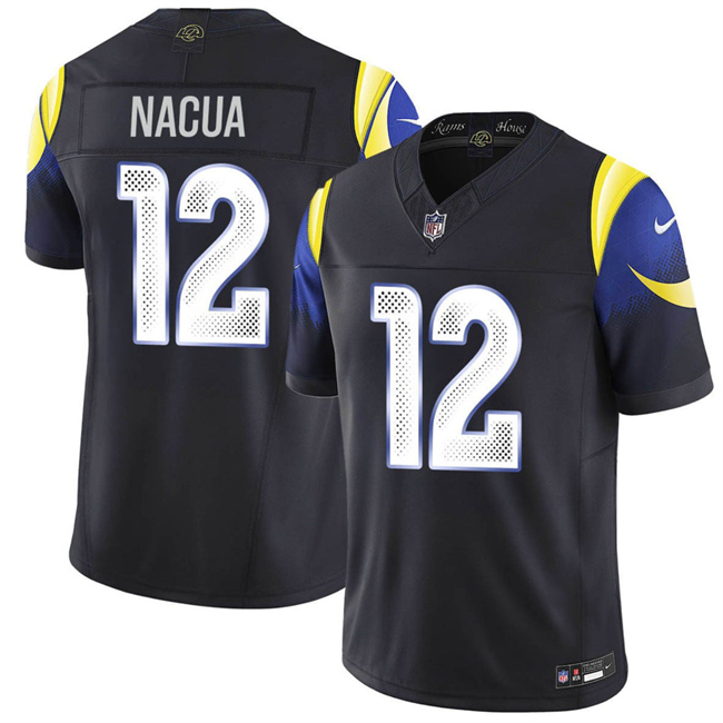 Los Angeles Rams #12 Puka Nacua Black 2025 F.U.S.E. "Rivalries" Vapor Limited Football Stitched Jersey Los Angeles Rams #12 Puka Nacua Black 2025 F.U.S.E. "Rivalries" Vapor Limited Football Stitched Jersey