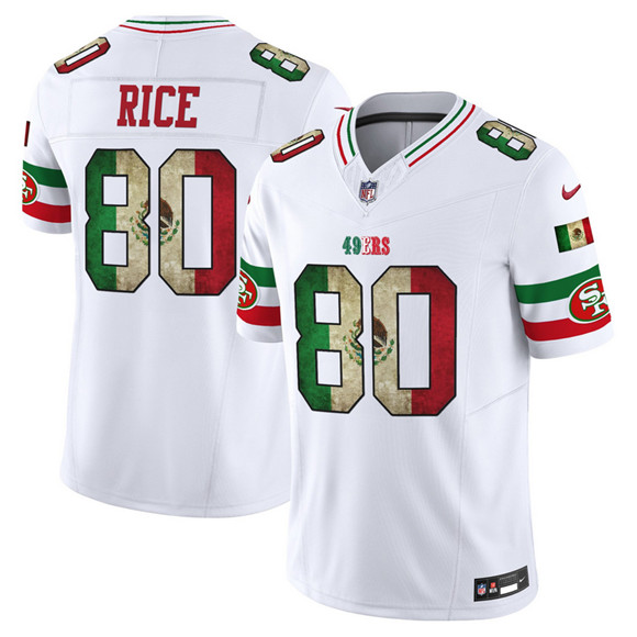 San Francisco 49ers #80 Jerry Rice White 2025 F.U.S.E. Mexico Vapor Limited Football Stitched Jersey San Francisco 49ers #80 Jerry Rice White 2025 F.U.S.E. Mexico Vapor Limited Football Stitched Jersey