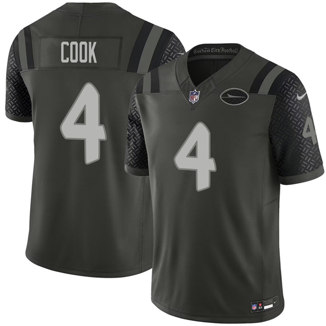 New York Jets #4 Brady Cook Black 2025 F.U.S.E. "Rivalries" Vapor Limited Football Stitched Jersey New York Jets #4 Brady Cook Black 2025 F.U.S.E. "Rivalries" Vapor Limited Football Stitched Jersey