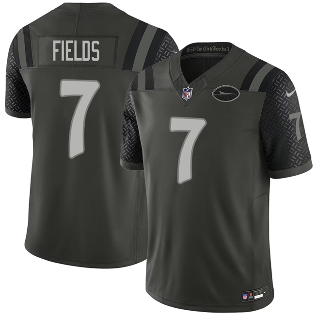 New York Jets #7 Justin Fields Black 2025 F.U.S.E. "Rivalries" Vapor Limited Football Stitched Jersey New York Jets #7 Justin Fields Black 2025 F.U.S.E. "Rivalries" Vapor Limited Football Stitched Jersey