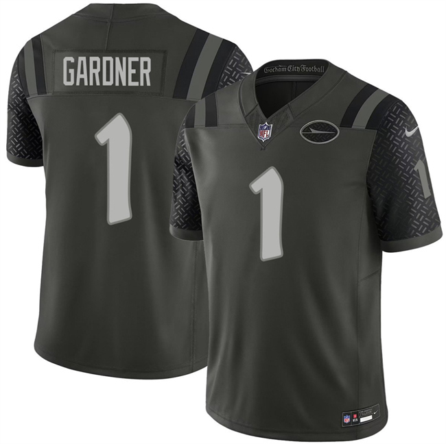 New York Jets #1 Ahmad Gardner Black 2025 F.U.S.E. "Rivalries" Vapor Limited Football Stitched Jersey New York Jets #1 Ahmad Gardner Black 2025 F.U.S.E. "Rivalries" Vapor Limited Football Stitched Jersey