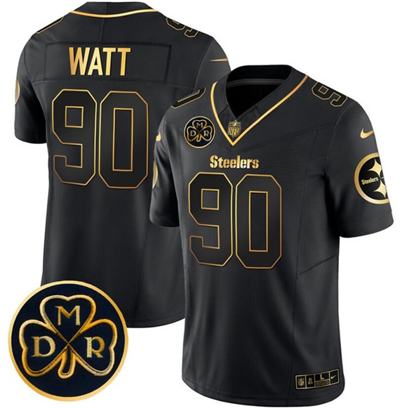 Pittsburgh Steelers #90 T.J. Watt Black Gold F.U.S.E. DMR Patch Vapor Limited Football Stitched Jersey Pittsburgh Steelers #90 T.J. Watt Black Gold F.U.S.E. DMR Patch Vapor Limited Football Stitched Jersey