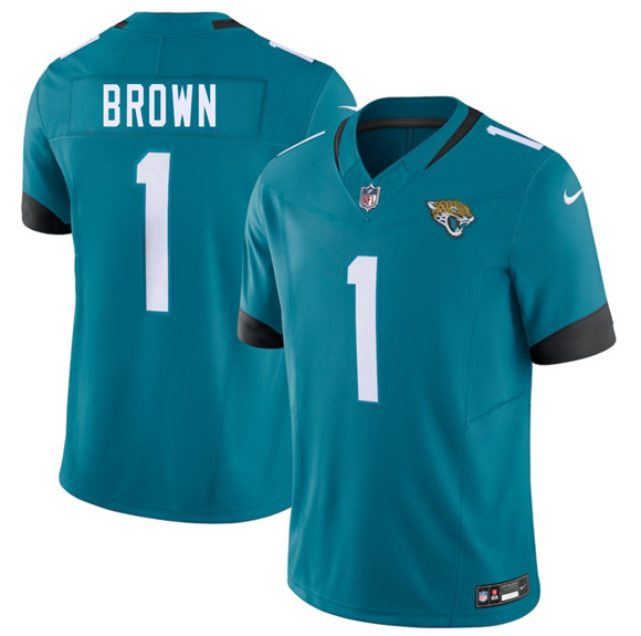 Jacksonville Jaguars #1 Montaric Brown Teal 2026 F.U.S.E. Vapor Untouchable Limited Football Stitched Jersey Jacksonville Jaguars #1 Montaric Brown Teal 2026 F.U.S.E. Vapor Untouchable Limited Football Stitched Jersey