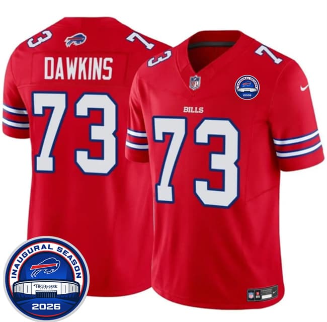 Buffalo Bills #73 Dion Dawkins Red F.U.S.E. 2026 Inaugural Season at Highmark Stadium Football Stitched Jersey Buffalo Bills #73 Dion Dawkins Red F.U.S.E. 2026 Inaugural Season at Highmark Stadium Football Stitched Jersey