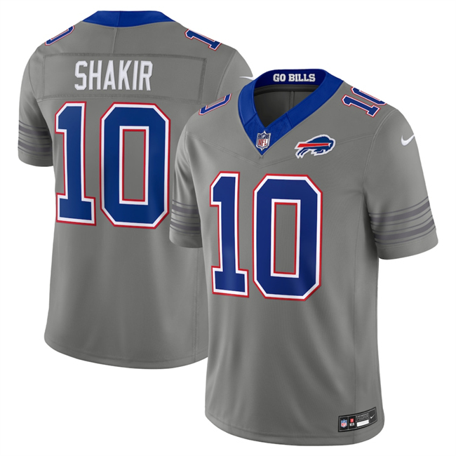 Buffalo Bills #10 Khalil Shakir Gray F.U.S.E. 2026 Nickel City Vapor Football Stitched Jersey Buffalo Bills #10 Khalil Shakir Gray F.U.S.E. 2026 Nickel City Vapor Football Stitched Jersey