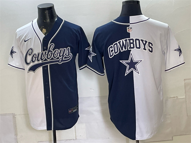 Dallas Cowboys Team Big Logo White Navy Split Stitched Jersey Dallas Cowboys Team Big Logo White Navy Split Stitched Jersey