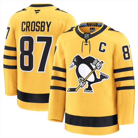 Pittsburgh Penguins #87 Sidney Crosby Gold 2025 Alternate Stitched Hockey Jersey Pittsburgh Penguins #87 Sidney Crosby Gold 2025 Alternate Stitched Hockey Jersey