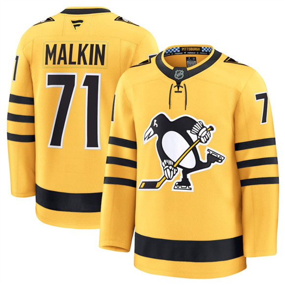 Pittsburgh Penguins #71 Evgeni Malkin Gold 2025 Alternate Stitched Hockey Jersey Pittsburgh Penguins #71 Evgeni Malkin Gold 2025 Alternate Stitched Hockey Jersey