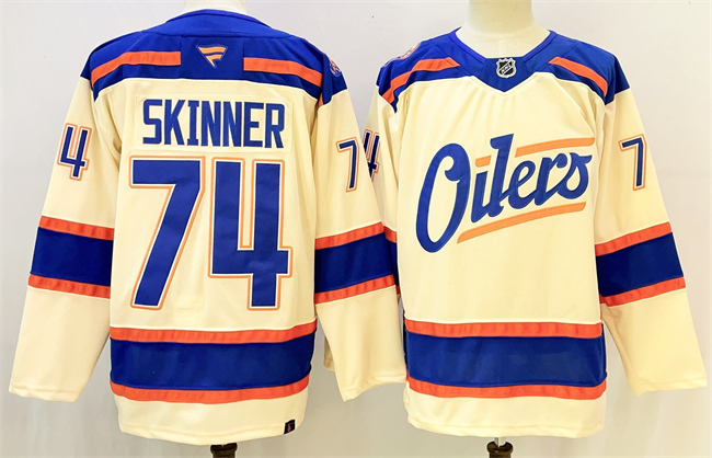 Edmonton Oilers #74 Stuart Skinner Light Beige 2025 Alternate Stitched Hockey Jersey Edmonton Oilers #74 Stuart Skinner Light Beige 2025 Alternate Stitched Hockey Jersey