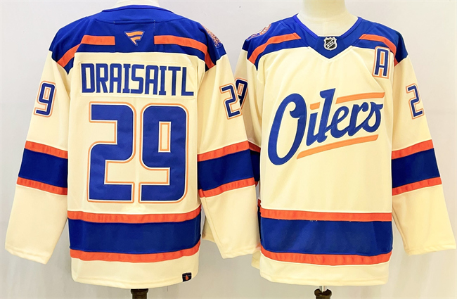 Edmonton Oilers #29 Leon Draisaitl Light Beige Alternate With A Patch Stitched Hockey Jersey Edmonton Oilers #29 Leon Draisaitl Light Beige Alternate With A Patch Stitched Hockey Jersey