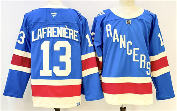 New York Rangers #13 Alexis Lafreniere Blue 2025 Stitched Hockey Jersey New York Rangers #13 Alexis Lafreniere Blue 2025 Stitched Hockey Jersey