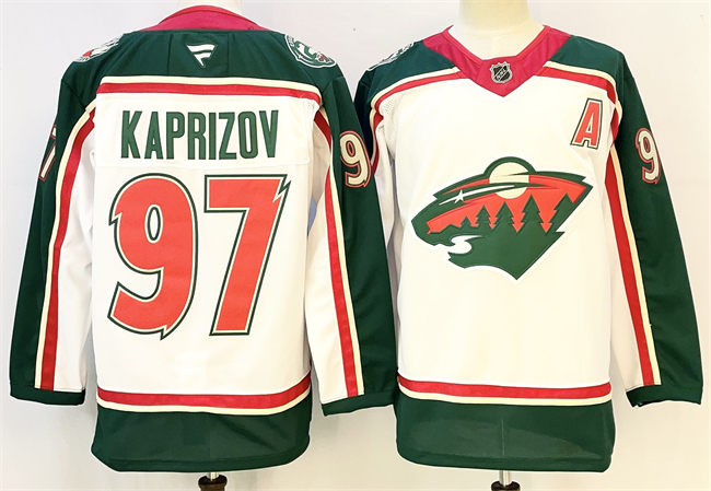 Minnesota Wild #97 Kirill Kaprizov White 2025 With A Patch 25th Anniversary Stitched Hockey Jersey Minnesota Wild #97 Kirill Kaprizov White 2025 With A Patch 25th Anniversary Stitched Hockey Jersey