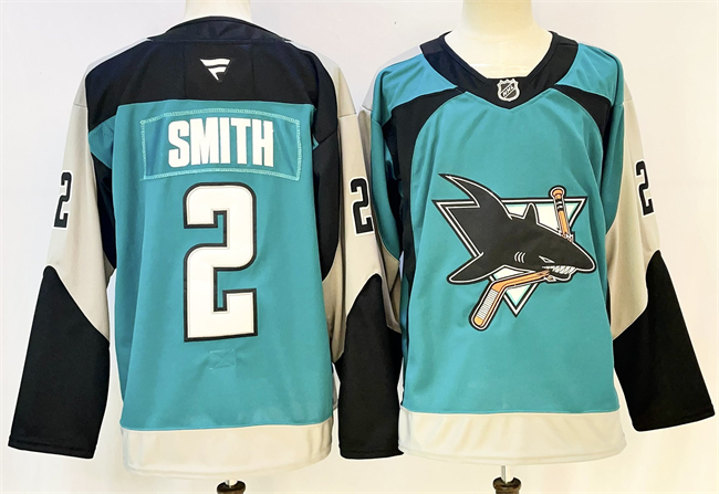 San Jose Sharks #2 Will Smith Teal 2025 Alternate Stitched Hockey Jersey San Jose Sharks #2 Will Smith Teal 2025 Alternate Stitched Hockey Jersey