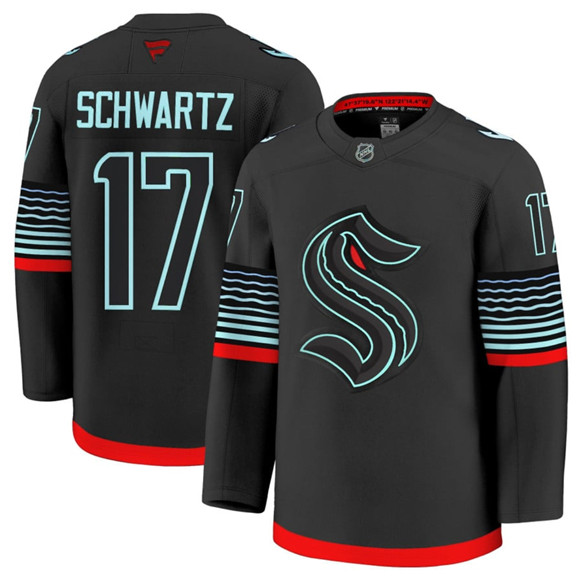 Seattle Kraken #17 Jaden Schwartz Black Alternate Stitched Hockey Jersey Seattle Kraken #17 Jaden Schwartz Black Alternate Stitched Hockey Jersey