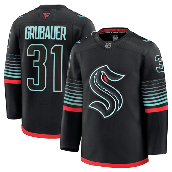 Seattle Kraken #31 Philipp Grubauer Black Alternate Stitched Hockey Jersey Seattle Kraken #31 Philipp Grubauer Black Alternate Stitched Hockey Jersey