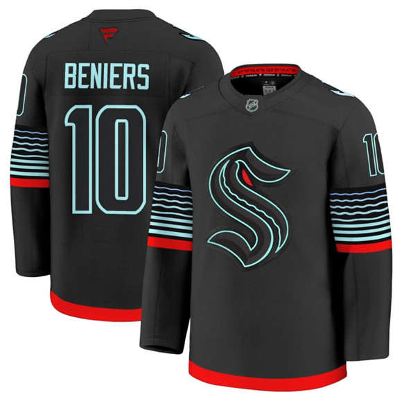 Seattle Kraken #10 Matty Beniers Black Alternate Stitched Hockey Jersey Seattle Kraken #10 Matty Beniers Black Alternate Stitched Hockey Jersey