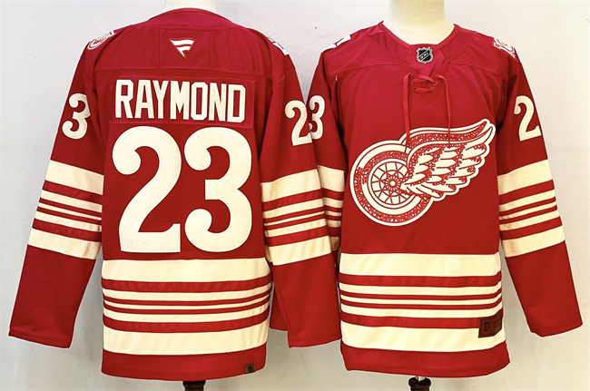 Detroit Red Wings #23 Lucas Raymond Red 2025-26 Centennial Premium Stitched Hockey Jersey Detroit Red Wings #23 Lucas Raymond Red 2025-26 Centennial Premium Stitched Hockey Jersey