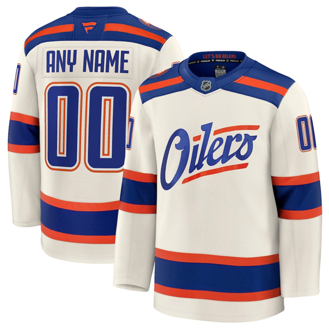 Edmonton Oilers Custom Light Beige Alternate Stitched Hockey Jersey Edmonton Oilers Custom Light Beige Alternate Stitched Hockey Jersey